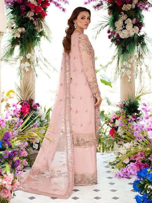 Pink Embroidered Chiffon Suit