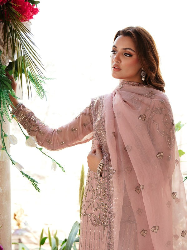 Pink Embroidered Chiffon Suit