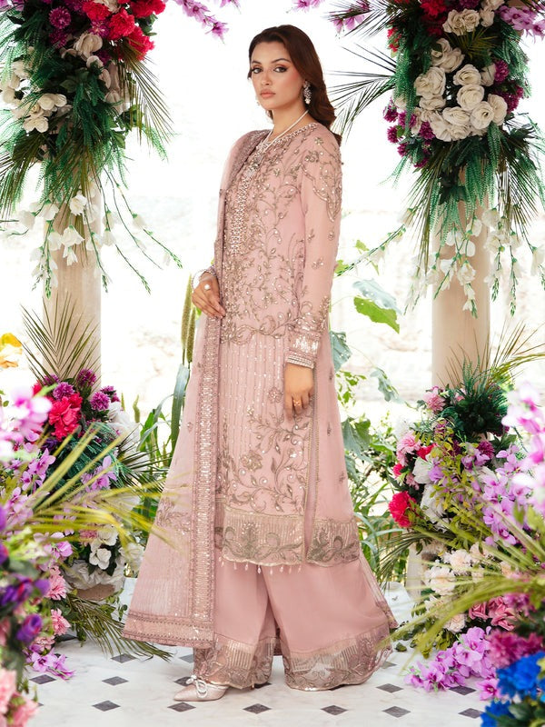 Pink Embroidered Chiffon Suit