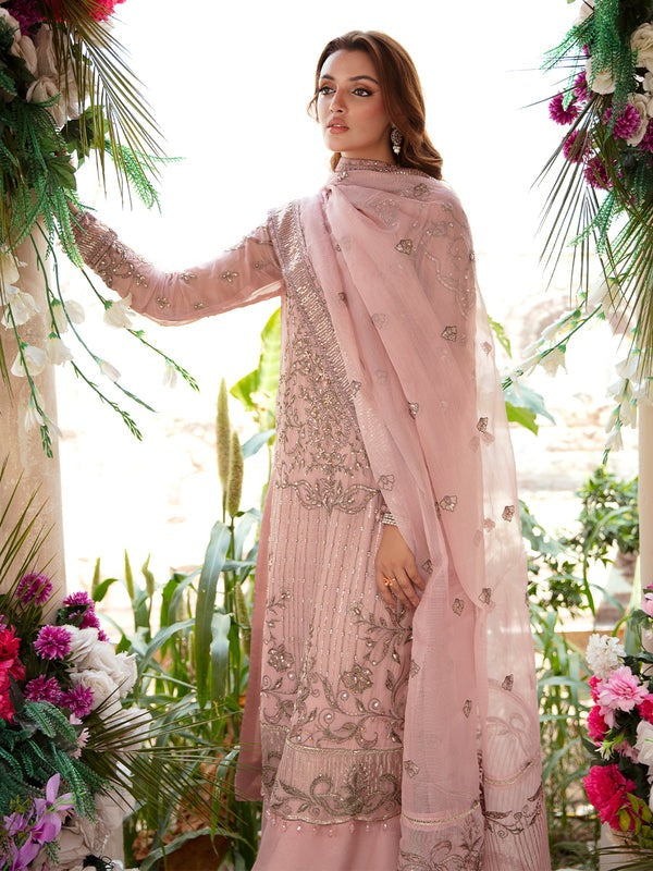 Pink Embroidered Chiffon Suit