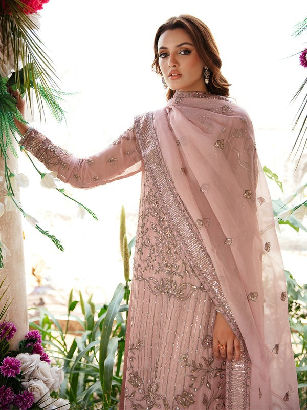 Pink Embroidered Chiffon Suit