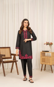 Camry - Black Cotton 2pcs Suit