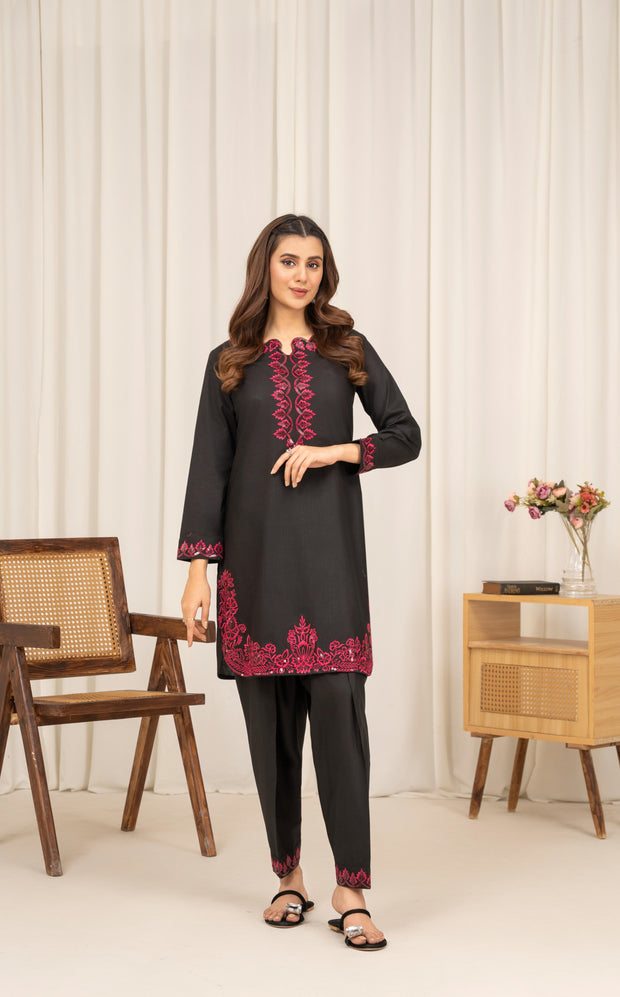 Camry - Black Cotton 2pcs Suit