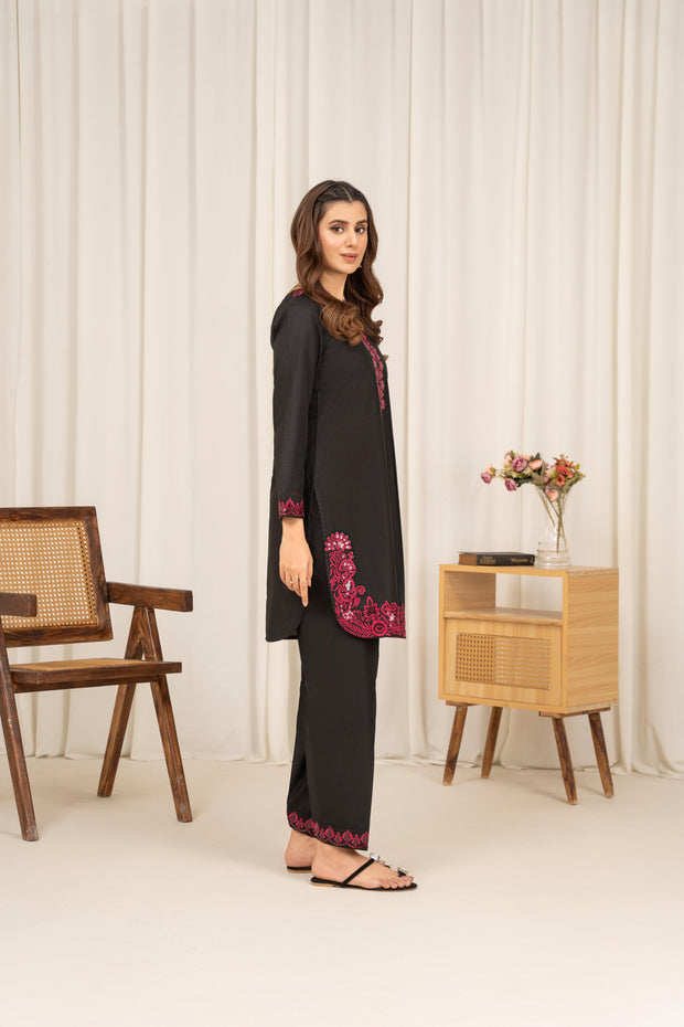 Camry - Black Cotton 2pcs Suit